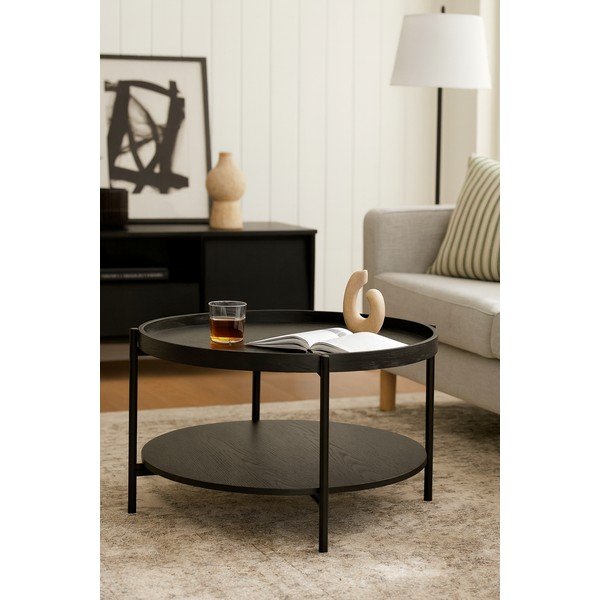 Must tammeimitatsiooniga ümmargune diivanilaud ø 64 cm Hagen - Bonami Essentials-image-3