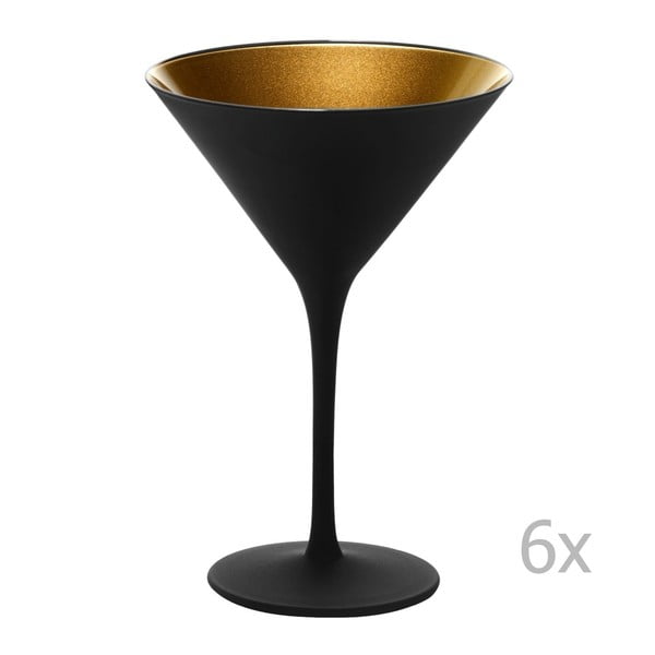 Sada 6 černo-zlatých sklenic na koktejly Stölzle Lausitz Olympic Cocktail, 240 ml