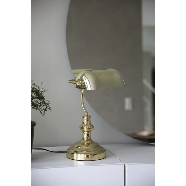 Messingivärvi lauavalgusti klaasist varjuga (kõrgus 42 cm) Bankers - Markslöjd-image-1