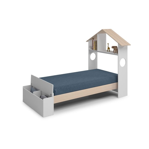 Valge/loomulik mändist lastevoodi koos panipaigaga 90x190 cm Odessa - Marckeric-image-3