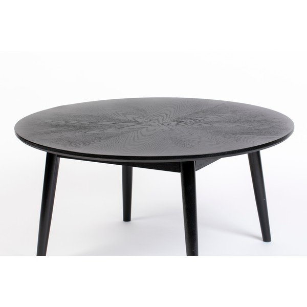 Must ümmargune kohvilaud tammepuust dekooriga ø 80 cm Fabio - White Label-image-3