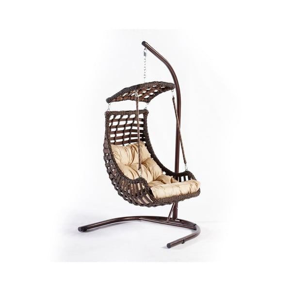 Pruun kunstlikust rotangist rippuv aiatool Alacati - Floriane Garden-image-2