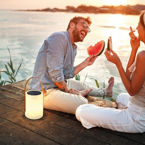 Valge-pruun LED lauavalgusti (kõrgus 34 cm) Bari - Fischer & Honsel-image-1