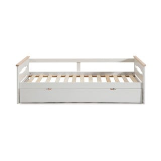 Valge männipuidust lastevoodi välja tõmmatava voodiga 90x190 cm Elisa - Marckeric