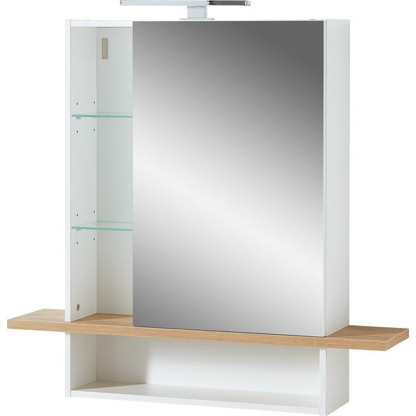 Valge rippuv vannitoakapp tamme värvi peegliga 90x91 cm Novolino - Germania-image-2