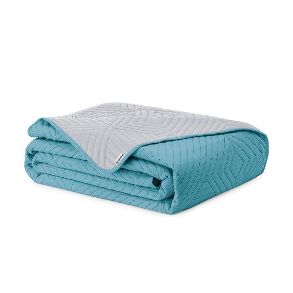 Sinine/helehall tepitud mikrokiust voodikate 220x240 cm Softa - Restilo