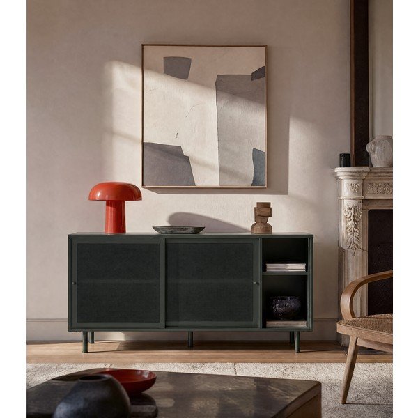 Tumeroheline metallist lükandustega madal kummut 160x75 cm Veep - Unique Furniture-image-3