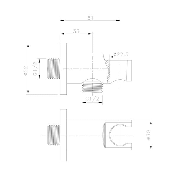 Kuldne messingist duši ühenduspesa ø 5 cm - Sapho-image-1