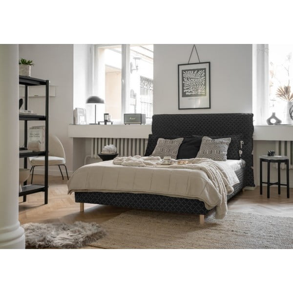 Must polsterdatud kaheinimesevoodi koos voodipõhjaga 180x200 cm Sleepy Luna – Miuform-image-2