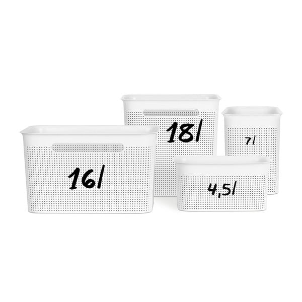 Valge ringlussevõetud plastist hoiukorv Brisen - Rotho-image-2