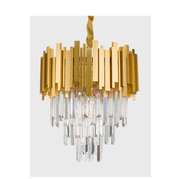 Kuldse värvi metallist ripplamp kristallvarjuga, läbimõõduga 40 cm Grane - Nova Luce-image-1