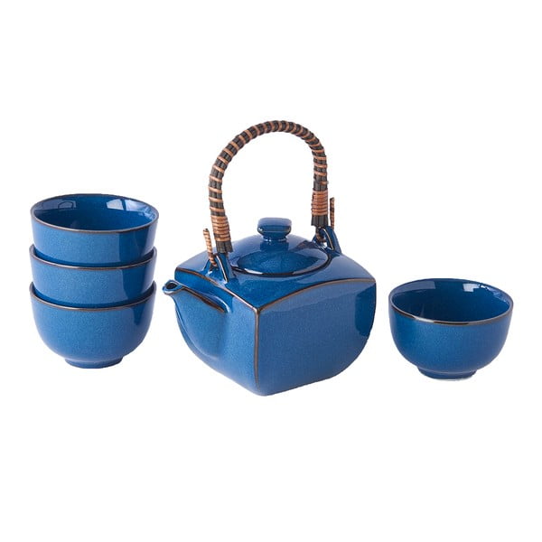 5-osaline sinine keraamiline teekomplekt - MIJ