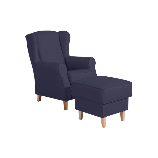 Tmavě modrá podnožka z imitace kůže Max Winzer Lorris Dark Blue-image-1