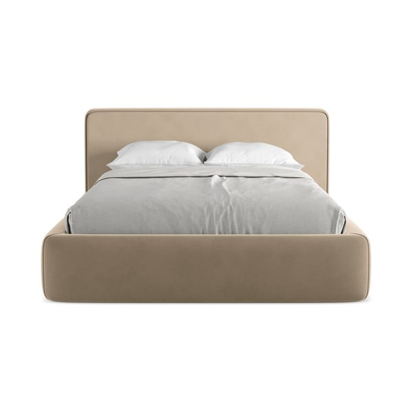 Helepruun polsterdatud kaheinimesevoodi koos voodipõhja ja panipaigaga 160x200cm Kiana - Makamii-image-4