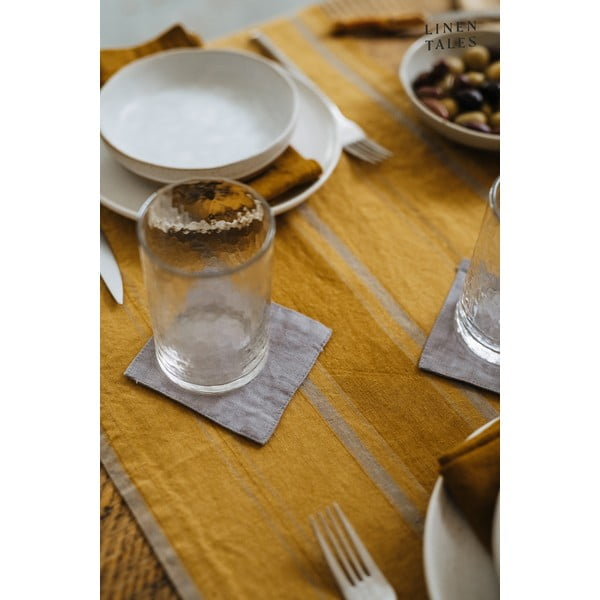 Linane laudlina 140x140 cm Amber Bronze Stripes - Linen Tales-image-4