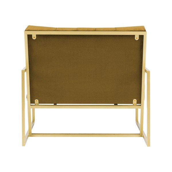 Hořčicově žluté křeslo s konstrukcí ve zlaté barvě Mazzini Sofas Bono-image-4