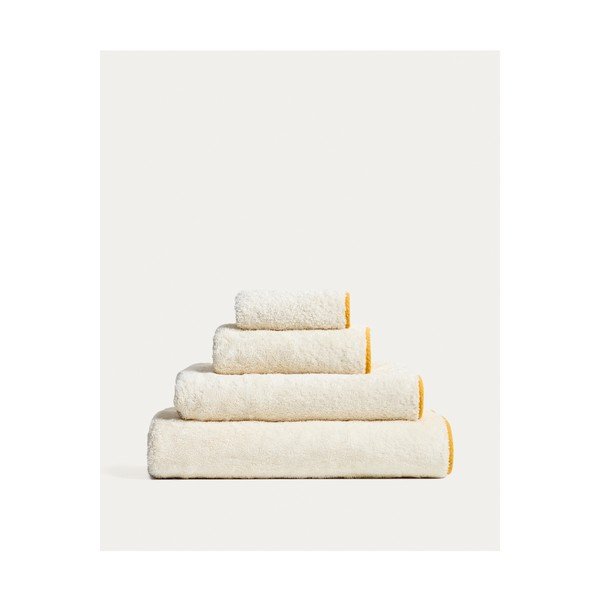 Kollane/valge frotee-puuvillane rätik 50x90 cm Sedora - Kave Home-image-2