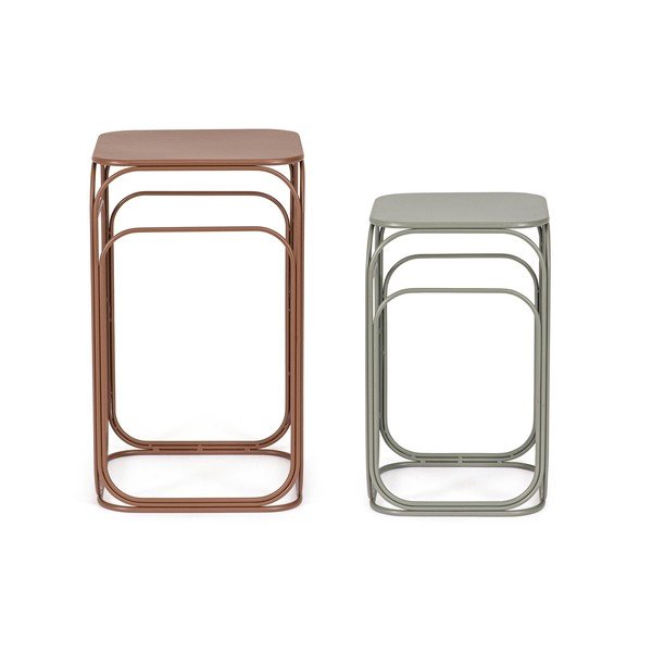 Hall/terrakota metallist kohvilaudade komplekt, 2 tk, 36x36 cm Clarity - Bizzotto-image-3