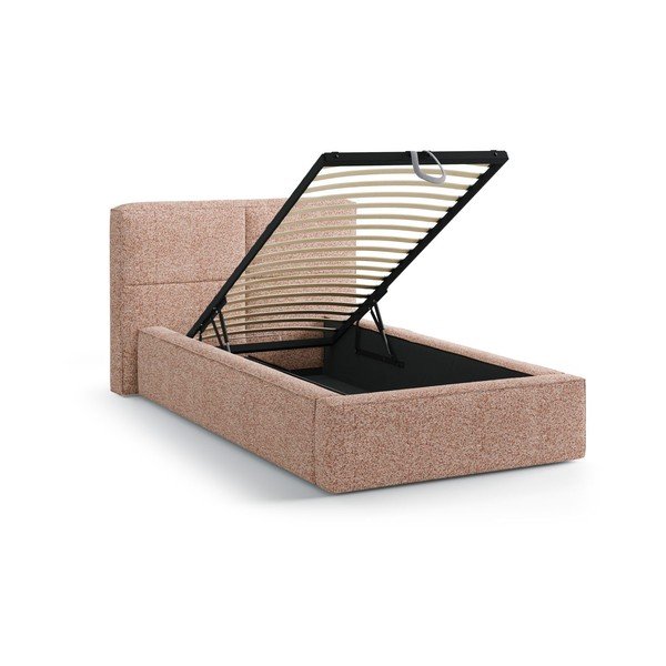 Sinakasroheline polsterdatud üheinimesevoodi koos panipaiga ja voodipõhjaga 90x200 cm Darren - Micadoni-image-1