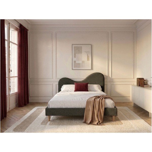 Roheline polsterdatud kaheinimesevoodi liistudest raamiga 180x200 cm Celina - Bobochic Paris-image-3