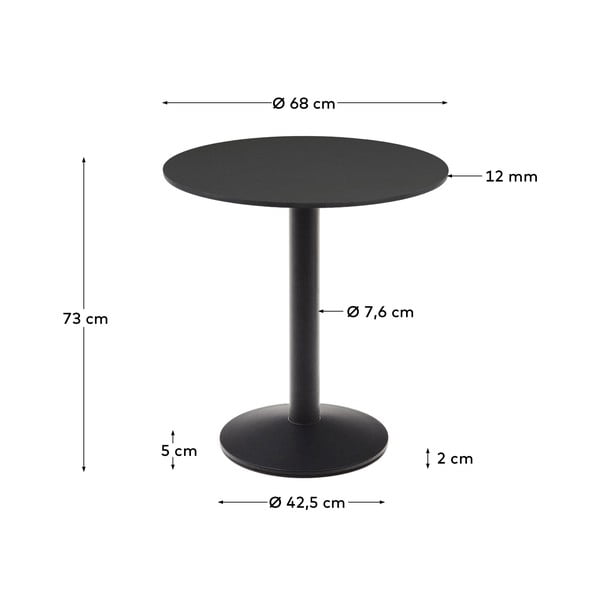 Metallist ümmargune aia söögilaud 68x68 cm Esilda - Kave Home-image-4