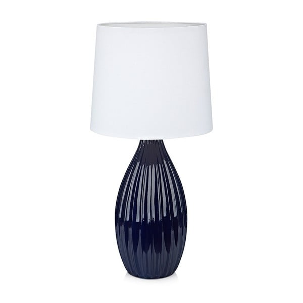 Modro-bílá stolní lampa Markslöjd Stephanie, ø 24 cm
