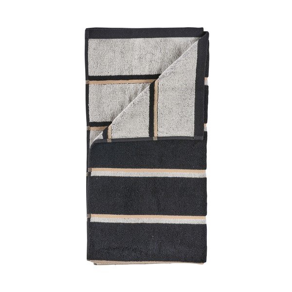 Must/helehall puuvillane vannirätik 70x140 cm Sauna - Zone