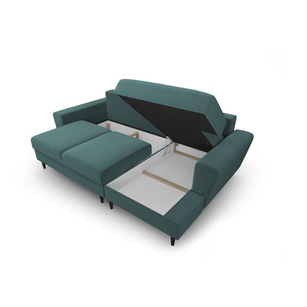 Petrooleumi värvi sametist panipaigaga nurgadiivanvoodi (parem nurk) Kyoto - Cosmopolitan Design-image-3