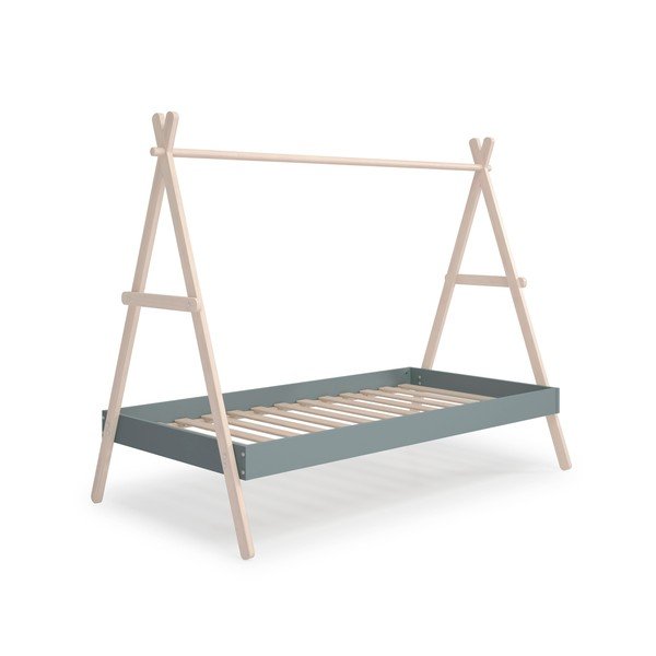 Majakujuline hallikasroheline männispoonist lastevoodi koos voodipõhjaga 90x200 cm Trufa - Marckeric-image-3