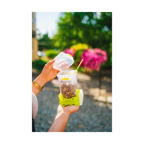 Roheline lõuna- ja suupistekarp koos söögiriistadega, , 650ml+230m Push&Push - Vialli Design-image-1