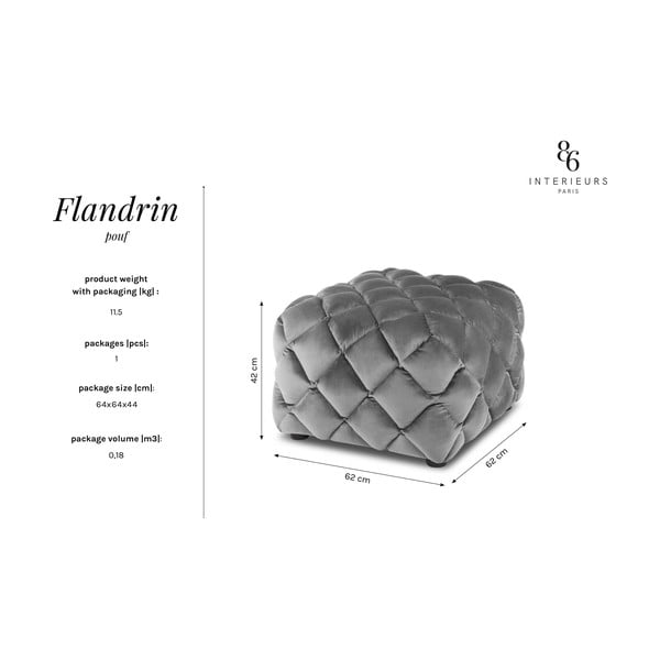 Tumesinine sametist puf Flandrin - Interieurs 86-image-4