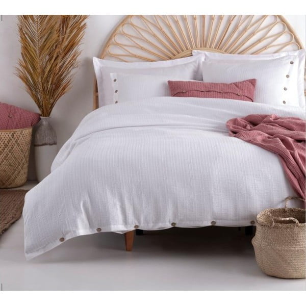Valge Renforcé puuvillast pikendatud voodipesu kaheinimesevoodile 240x220 cm Como Striped - Mila Home Luxury