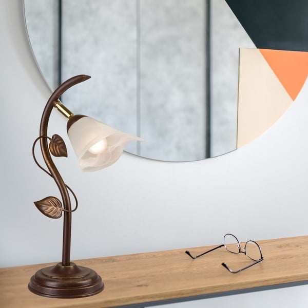 Tumepruun laualamp klaasist varjuga, kõrgus 40 cm Bluszcz - LAMKUR-image-2
