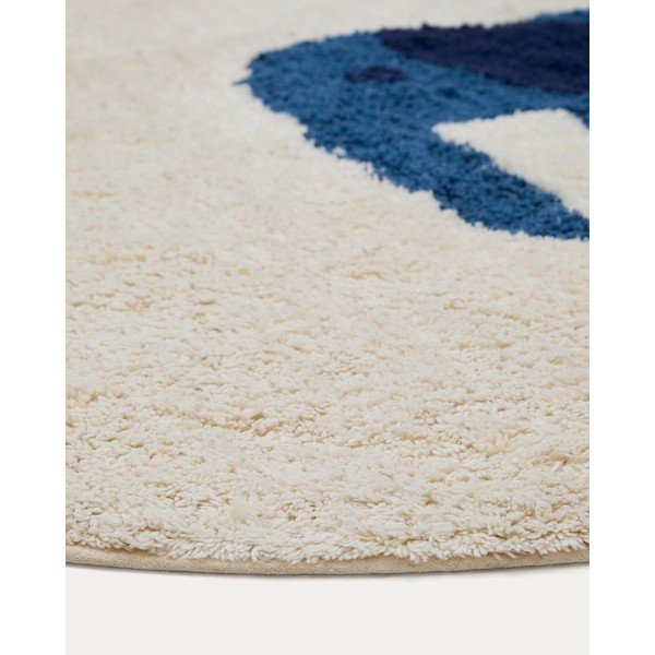 Elevandiluu värvi pestav/käsitsi kootud puuvillane laste vaip ø100 cm Tandani - Kave Home-image-3