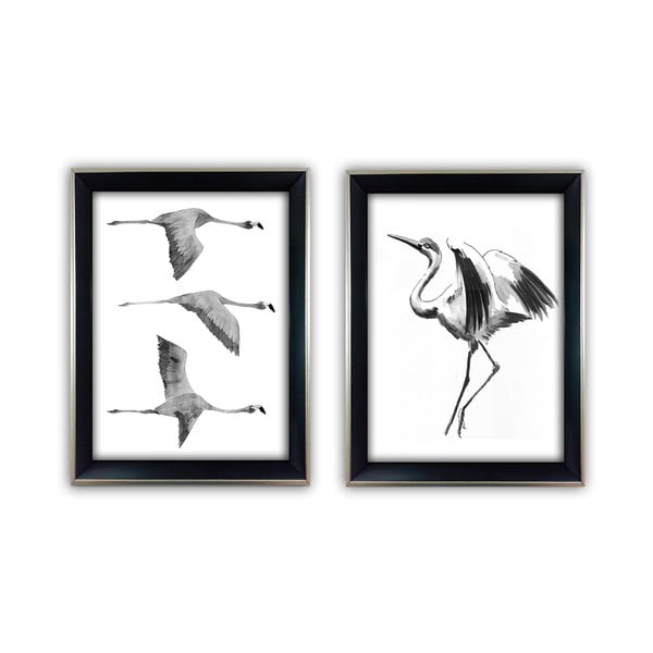 2 klaasist maalikomplekt Crane, 35 x 45 cm - Vavien Artwork