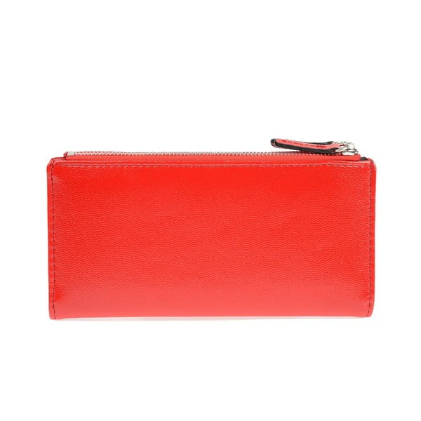 Červená koženková peněženka Carla Ferreri, 10.5 x 19 cm