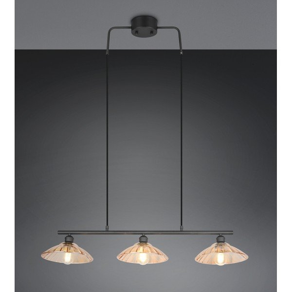 Must/merevaigukollane metallist rippvalgusti klaasist varjuga Eluna - Reality-image-1