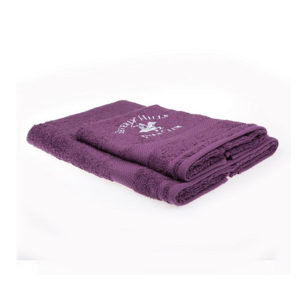 Sada 2 fialových ručníků Beverly Hills Polo Club Tommy Orj
