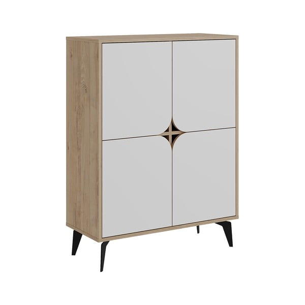 Valge-puiduvärvi tammedekooriga kapp 90x120 cm Nola - Marckeric-image-2