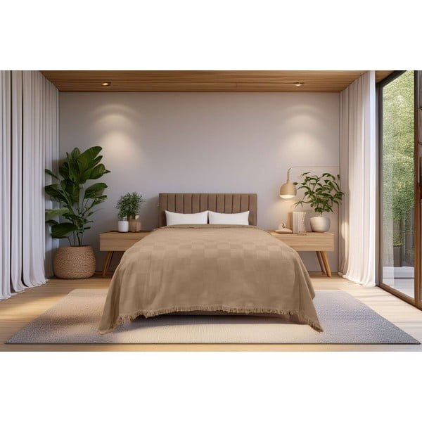 Beež puuvillane voodikate 140x200 cm Russel - Mijolnir-image-1