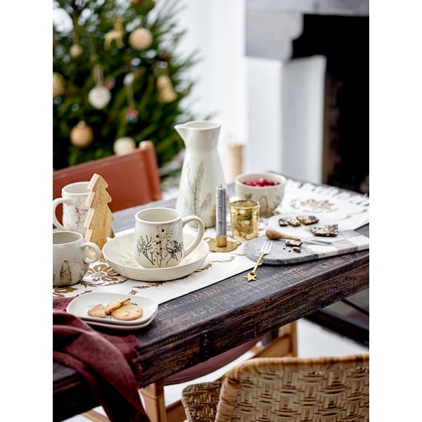 Kivikeraamikast jõulumotiiviga magustoidutaldrikud 2tk komplektis Hollie - Bloomingville-image-1