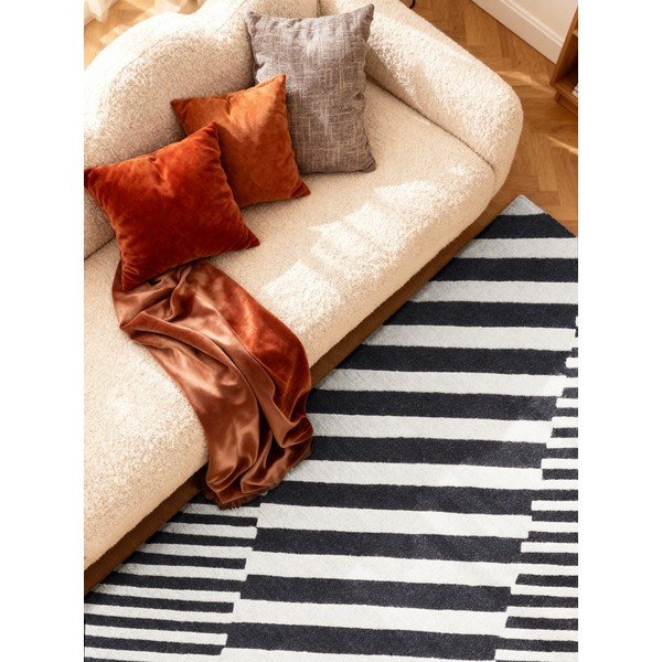 Mustvalge käsitsi kootud villane vaip 120x180 cm Stryve Flux - Elle Decoration-image-2