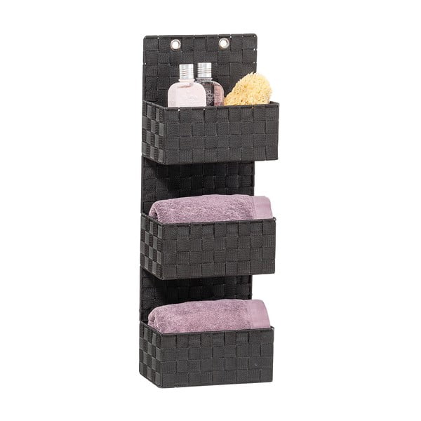 Černý trojitý koupelnový organizér Wenko Adria-image-1