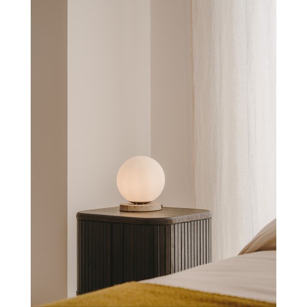 Valge klaasist varjuga laualamp (kõrgus 22 cm) Malachi - Kave Home-image-1