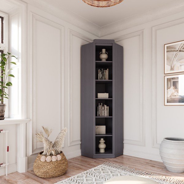 Hall männipuidust raamaturiiul 85x219x56 cm Anita - Støraa-image-1