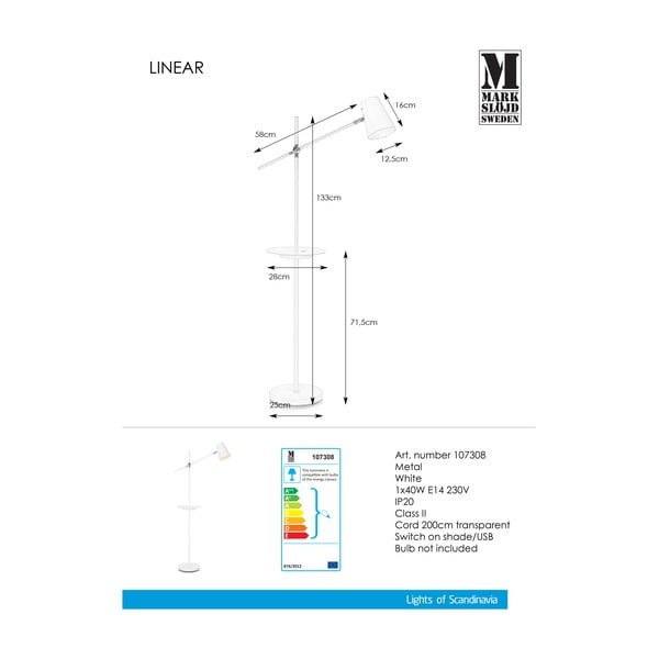 Valge vabalt seisev lamp koos hoiukambriga Linear - Markslöjd-image-3