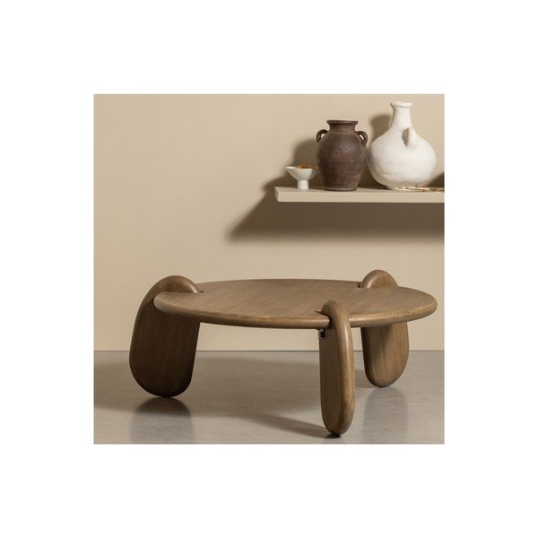 Pruun ümmargune pähklipuu dekooriga laud ø 100 cm Imbue - BePureHome-image-3