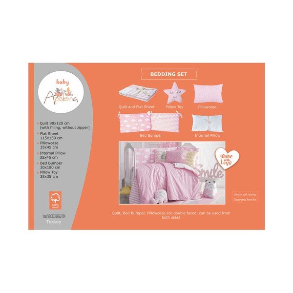 Růžové dětské bavlněné povlečení s prostěradlem na jednolůžko Mike & Co. NEW YORK Carino, 90 x 120 cm-image-3