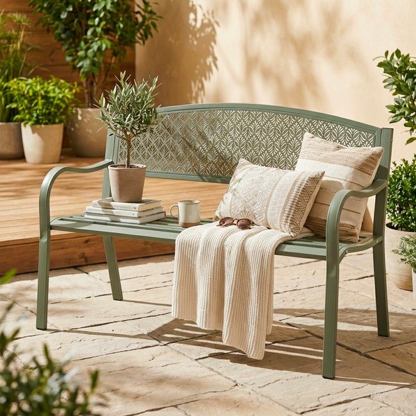 Khaki värvi metallist aiapink Lizette - Bizzotto-image-1