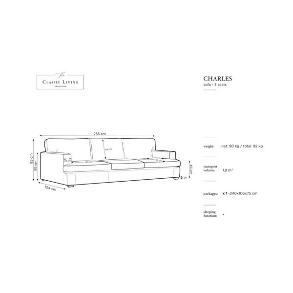 Šedá pohovka Windsor & Co Sofas Daphne, 235 cm-image-2